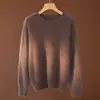 Suéter de Cachemira para Mujer Otoño/Invierno 2026 100% Cachemira Pura Cuello Redondo Cepillado Moderno Versátil Holgado Jersey Top Cálido