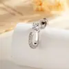 Brincos Henson Estilo Coreano Versátil de Alta Qualidade com Micro-Incustação de Zircônia em Formato de U, Joia Piercing Criativa Personalizada de Haste Fina em Aço Titânio