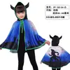 Capa con Cuernos de Diablo para Niños de Halloween Bruja Calabaza Mago Vestido de Actuación Capa para Niños