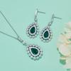 Pendientes colgantes de cultivo en forma de pera de gota de agua de esmeralda 7.5cts plata esterlina 925 chapada en platino cadena clavicular lujo ligero