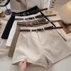 Moda Verão 2025 Versátil Shorts de Terno Emagrecedor de Cintura Alta Calças Casuais Shorts de Perna Larga Estilo Celebridade da Internet Feminino