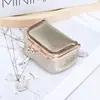 Couro Bovino de Primeira Camada Nova Bolsa Compacta Dourada Anel de Diamante Bolsa para Joias Couro Genuíno Mini Anel Colar Brincos Caixa de Joias para Mulheres