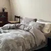 Juego de cama, 100% algodón, lujoso y de alta gama, con un diseño jacquard de algodón puro, que incluye una sábana plana, una funda de edredón y una sábana bajera, disponible en tamaño individual y matrimonial, un juego de tres piezas