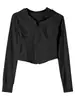 Ropa de Yoga Estilo Primavera y Otoño Diseño Femenino Cintura Entallada Adelgazante Chaqueta Corta con Capucha Agradable al Tacto Cómoda Moderna Versátil Cárdigan