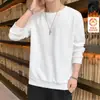 Nueva Camiseta de Manga Larga con Cuello Redondo Otoño/Invierno 2025, Sudadera Gruesa Versátil de Moda con Forro Polar, Camiseta Básica de Moda para Hombre
