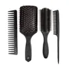 Wanmei Ponto Preto Fibra de Carbono Pente Conjunto de Quatro Peças Estilização de Cabelo Cabelo Cacheado Massagem Alisamento de Cabelo Conjunto Ferramentas de Cabelo
