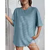 Camiseta básica lisa de poliéster de manga corta y cuello redondo para hombre y mujer, estilo pareja, top casual, especial transfronterizo
