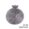 68x57mm 21,4g Prata Antiga ZAKKA Pequenos Pingentes Charms Redondo Espiral Placa Grande Pingente