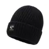 Gorro de lana para hombre para actividades al aire libre, forro polar de invierno, grueso, cálido, de punto, estilo juvenil, con borde cruzado