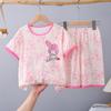 Pijamas de verano para niñas transfronterizos, finos, de manga corta, para niños medianos y grandes, para niños, niñas pequeñas, bebés, dibujos animados, bonitos, de verano.