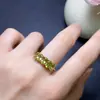 Anillo Nuevo de Peridoto Natural Plata S925 Incrustado Piedra Principal 4x6mm Versátil Celebridad de Internet Artículo Popular Joyería para Mujer Venta al por Mayor