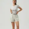 [En Stock] Pantalones Cortos de Yoga Casuales Versátiles de Verano para Mujer, Ajuste Holgado Adelgazante, Cintura Elástica con Cordón, Secado Rápido