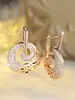 Pendientes de Aro Calados con Diamantes Estilo Francés Transfronterizos Populares, Lujo Ligero Moda Elegante Temperamento Accesorios para Viaje al Trabajo Venta al por Mayor