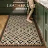 Alfombrillas de Cocina Retro de Cuero Estilo Americano, Impermeables, Resistentes a Manchas, Fáciles de Limpiar, Antideslizantes, Alfombrillas para Decoración del Hogar