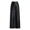 Pantalones de cuero anchos y sencillos para mujer, nuevo estilo otoño e invierno 2026, pantalones rectos holgados de cintura alta versátiles que estilizan y tienen una bonita caída, longitud cropped