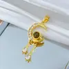 [Oro Real de Cobre] Piedra de Proyección Luna Creciente Borla Comercio Exterior Transfronterizo DIY Joyería Hecha a Mano Cobre Circón Microincrustado Accesorios de Colgante
