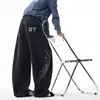 Calça de Moletom Esportiva Pesada Hip-Hop para Homens e Mulheres, Calça Longa Flare Tendência Estilo Americano de Primavera, Calça Retro Solta Comprimento Total