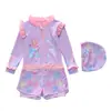 Nuevo Traje de Baño para Niñas, Traje de Baño de una Pieza para Niños Pequeños, Medianos y Grandes, Traje de Baño Deportivo de Manga Corta para Niñas con Certificación CPC