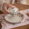 Mesa de Hielo Maceta Flor de Camelia Pintada a Mano Rodamiento Nube Colorida Bajo Esmalte Placa de Burbujas Secas Shu Plato Cerámico para el Hogar Rodamiento de Maceta Mesa de Burbujas Secas