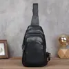 8001 Estilo Nuevo Bolso de Pecho de Cuero Genuino Bolso para Hombre Bolso de Hombro Único Cruzado Deportivo Casual de Piel de Vaca Bolso de Pecho para Hombre Venta al por Mayor de Fábrica