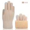 Luvas de Tricô à Prova de Frio e Quentes com Forro de Veludo e Luvas de Tela Sensível ao Toque de Camada Dupla Espessadas para Adultos, Adequadas para Clima Frio e Uso em Tela Sensível ao Toque