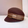 Gorra de Lana con Cadena de Diamantes Estilo Japonés para Mujer Otoño e Invierno Vintage Elegante Gorra de Boina Elegante Moderna Gorra de Equitación