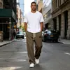 Marca Tendência Europeia e Americana Masculina Primavera e Outono Amazon Transfronteiriça Calça Jogger Solta com Caimento Calça Esportiva Casual de Perna Reta Perna Larga Longa