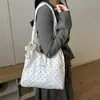 Bolso de Lona Nuevo de Lunares para Verano, Bolso de Hombro de Gran Capacidad, Bolso Lindo con Decoración de Flores para Llevar en la Mano o Debajo del Brazo