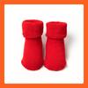 Calcetines de Otoño e Invierno para Bebé, Calcetines Antideslizantes para Recién Nacidos con Puntos, Calcetines Rojos de Piso para Bebé de un Mes, Engrosados y Cálidos