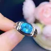 Anillo de Turmalina Paraíba Piedra Principal 7*9mm Calidad de Cuerpo Totalmente Limpio Color Fuego Súper Impresionante Plata 925 Incrustación de Precisión