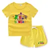 Camiseta de cuello redondo para niños, pantalones cortos, camiseta informal coreana, conjunto de camiseta interior absorbente de sudor, de caramelo, de verano 2023