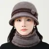 Sombrero para Mamá Nueva 2025 Moda de Invierno Sombrero Cubeta de Piel de Conejo para Personas de Mediana Edad y Mayores Protección para los Oídos y Calidez