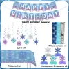 Set de Decoración para Fiesta de Cumpleaños con Tema de Copo de Nieve Congelado: Banner, Adorno para Pastel de Panal, Decoraciones de Pared de Fondo