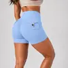 Shorts de Verão de Cintura Alta com Efeito Levanta Bumbum de Comprimento Três Quartos para Mulheres, Calças Esportivas Fitness de Secagem Rápida com Sensação de Pele, Calças Cargo com Franzidos Efeito Bumbum de Pêssego Europeias e Americanas