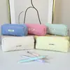 2025 Nova Bolsa Estojo Ins para Meninas Bolsa de Armazenamento de Papelaria de Alto Valor Literária Fresca Nicho Cor Pura Plissada Bolsa de Maquiagem