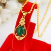 Collar de gota de agua de Bauhinia con arena dorada de Vietnam, colgante de turmalina chapado en oro y latón con incrustaciones de gema de calcedonia, venta al por mayor
