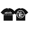 Camiseta Transfronteiriça Marca de Moda Retrô Americana Criativa Hip-hop Divertida Estampada Frente e Verso Algodão Manga Curta para Homens e Mulheres Verão