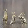 Figurillas Creativas de Latón Puro de Zorro, Cabra y Gato Artesanales para Decoración de Mesa de Sala de Estar en Casa Artesanías Pequeñas de Latón