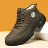 Botas de Nieve para Hombre 2026 Estilo Invierno Aterciopeladas Gruesas Cálidas Zapatos de Algodón para Mediana Edad y Mayores Impermeables Zapatos de Papá Botas de Algodón de Media Pantorrilla