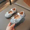 Estilo: zapatos de boca poco profunda de un solo color, brillantes, primavera y otoño, lazo, suela plana, niños, estudiantes, actuación, suela suave, pedrería, zapatos de princesa, niñas