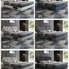 Cama de Couro Genuíno Moderna Minimalista de Luxo Leve para Quarto Principal, Cama de Casamento Estofada Macia de Alto Padrão e Elegante, Cama de Casal de Tecido Tecnológico 1,68m