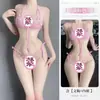 Conjunto sexy de renda de três peças para mulheres com pouco busto, lingerie de puro desejo, com abertura na virilha, roupão de dormir fácil de remover, conjunto de uniforme erótico, disponível para atacado