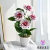 Flores Artificiales, Adornos de Bonsái de Dalia de Cuatro Cabezas, Flores Falsas para Mesa de Comedor, Sala de Estar, Arreglos Florales para el Hogar y Exhibiciones Decorativas