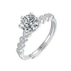 Anillos de Compromiso y Boda de Moissanita Corazón a Corazón Más Vendidos Transfronterizos, Plata Electrochapada, Joyería de Lujo Ligero de Moda al por Mayor