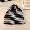 Gorro de Tricô Colorido Listrado Retrô, Chapéu Pulôver de Cachecol Longo Vazado Moda Verão Fino Macio