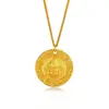 Colar Pingente Dourado Deus da Riqueza Moda Feminina Novo Método Antigo Chinês Ouro Dourado Cinco Vias Deus da Riqueza Redondo Marca Sorte Nafu Corrente da Clavícula