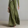 Ropa de mujer de comercio exterior, nuevo estilo otoñal europeo y americano, vestido francés elegante de punto liso texturizado con cuello en V y manga larga