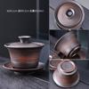 Gaiwan de Argila Roxa Artesanal Vintage Suspenso Giratório Três Talentos Gaiwan Doméstico Chinês Conjunto de Chá Kung Fu