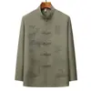 Conjunto de Traje Tang de Manga Larga para Hombres de Mediana Edad y Mayores, Atuendo de Verano para Papá, Ropa Bordada para Hombre Estilo Chino, Hanfu para Personas Mayores, Ropa de Abuelo