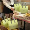 Bolsa Térmica para Llevar Verde Azulado, Universal para Catering, Postres, Pasteles, Café, Té de Leche, Helados, Tela No Tejida con Asa, Engrosada